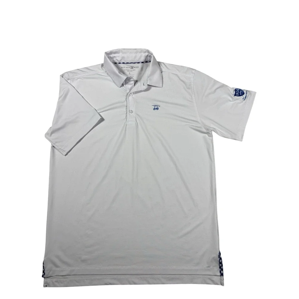 Bald Head Blues Mens‎ White Columbia Country Club Performance Golf Polo Shirt L